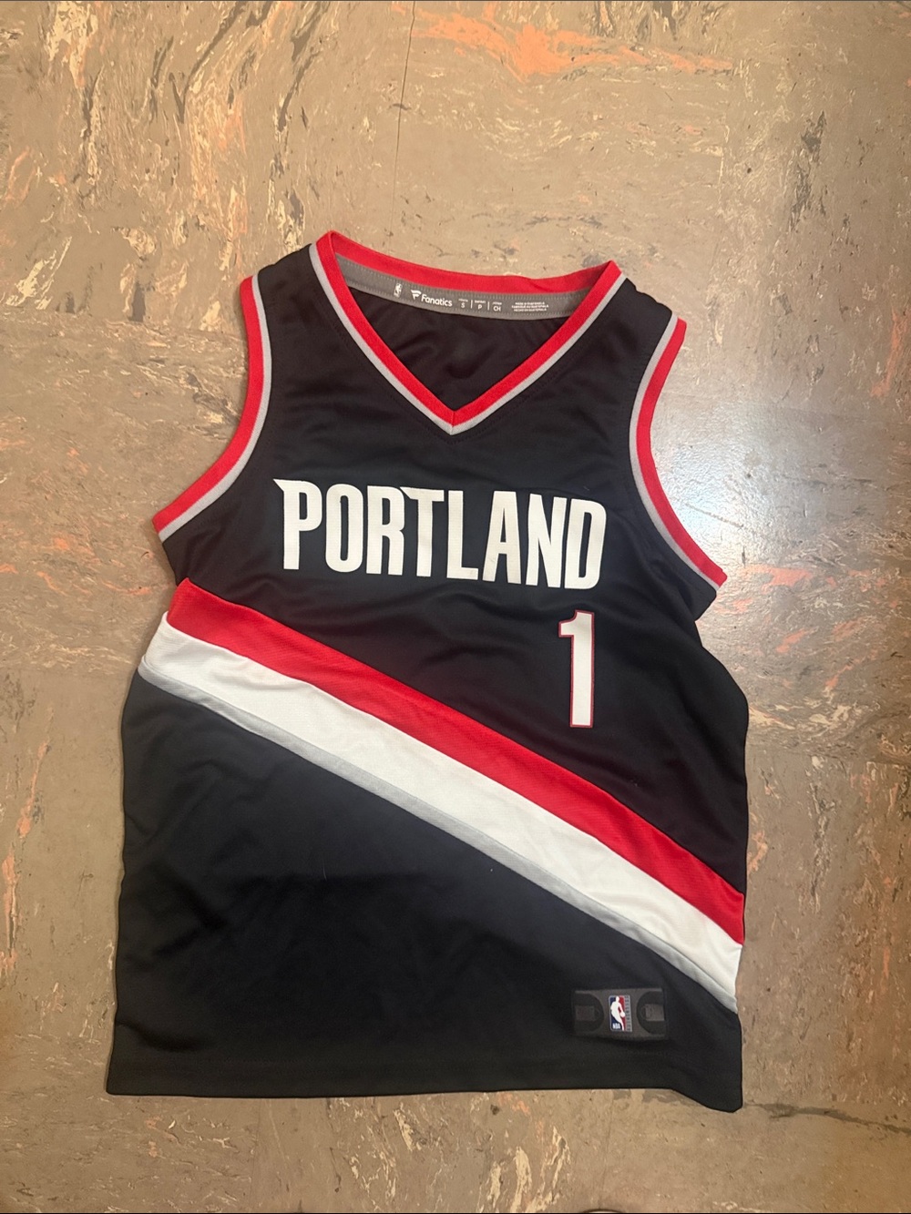 Fanatics Black Red & White Portland Basketball Jersey